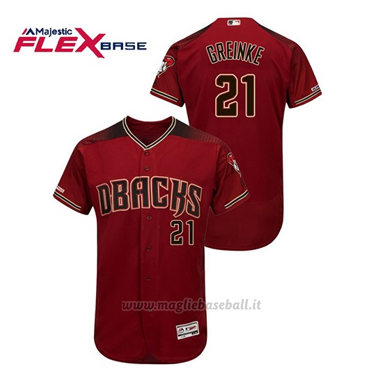 Maglia Baseball Uomo Arizona Diamondbacks Zack Greinke 150th Aniversario Patch Autentico Flex Base Rosso